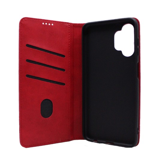  LEATHER FLIP COVER WITH INTERNAL POCKET AND CARD HOLDER FOR SAMSUNG A13 4G RED.